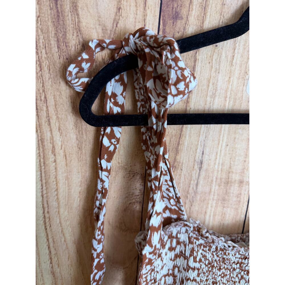 By Together Maxi Dress Ruffle Hem Ruched Top Adjustable Straps Rust Color Size S - Picture 4 of 7